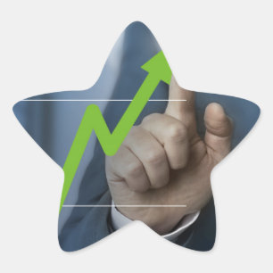 Mann mit Börsenkurs Touchscreen-Konzept Stern-Aufkleber