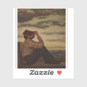 Mann mit Buch bei Sunset Aufkleber (Blatt)