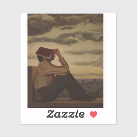 Mann mit Buch bei Sunset Aufkleber (Blatt)