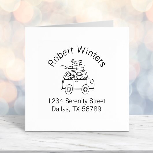 Mann mit Cartoon-Arch-Adresse des Hundes Permastempel