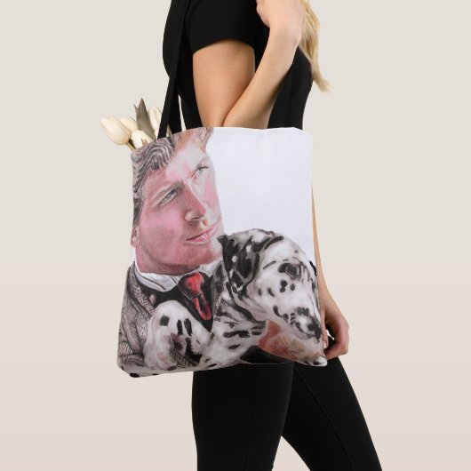Mann mit Dalmatiner Spotty Dog Niedlich Tote Bag Tasche (Von Nahem)