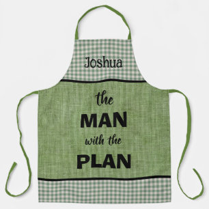 Mann mit dem Plan Monogramm Grün+Kariert Gingham Schürze