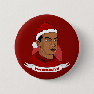 Mann mit dem Weihnachtsmann-Cartoon Button