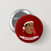 Mann mit dem Weihnachtsmann-Cartoon Button (Vorne & Hinten)