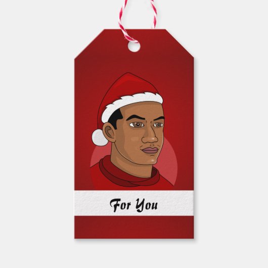 Mann mit dem Weihnachtsmann-Cartoon Geschenkanhänger (Vorderseite)