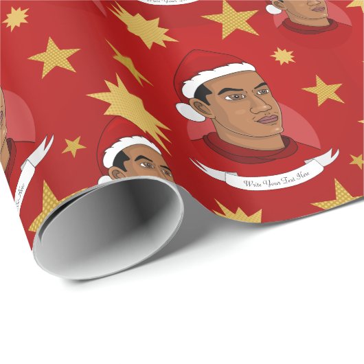 Mann mit dem Weihnachtsmann, Cartoon-Wrapping-Pape Geschenkpapier (Rolleneckpunkt)