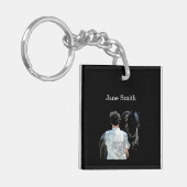 Mann mit dunklem Akryllischer Schlüsselanhänger (Vorderseite links)