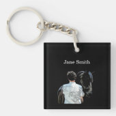 Mann mit dunklem Akryllischer Schlüsselanhänger (Vorderseite)
