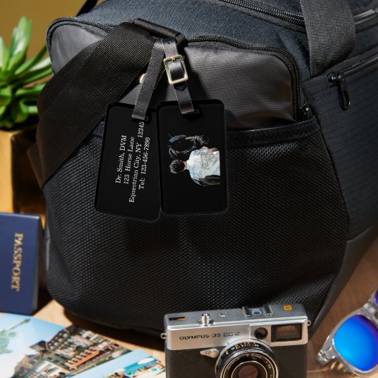 Mann mit dunklem Gepäckträger Gepäckanhänger (Vorderseite & Rückseite)