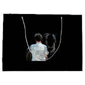 Mann mit dunklem Pferdegeschenk Große Geschenktüte (Rückseite)