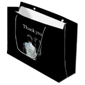 Mann mit dunklem Pferdegeschenk Große Geschenktüte (Vorderseite Schrägansicht)