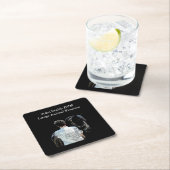 Mann mit dunklem Pferdepapier-Untersetzer Rechteckiger Pappuntersetzer (Vor Ort)