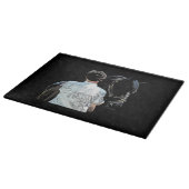 Mann mit dunklem Pferdeschneider Schneidebrett (Ecke)