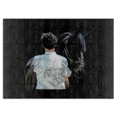 Mann mit dunklem Pferdeschneider Schneidebrett (Vorderseite)