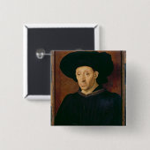 Mann mit einem Glas Wein Button (Vorne & Hinten)