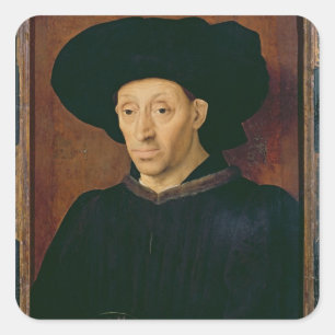 Mann mit einem Glas Wein Quadratischer Aufkleber