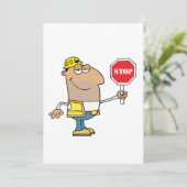 Mann mit einem Stoppschild Einladung (Stehend Vorderseite)