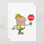 Mann mit einem Stoppschild Einladung (Vorne/Hinten)