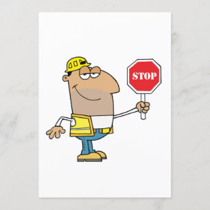 Mann mit einem Stoppschild Einladung