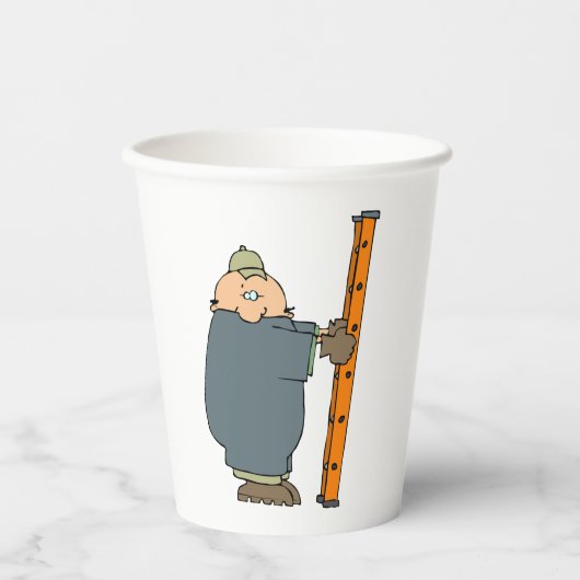 Mann mit einer Ladder Pappbecher (Vorderseite)