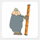 Mann mit einer Ladder Quadratischer Aufkleber (Vorderseite)