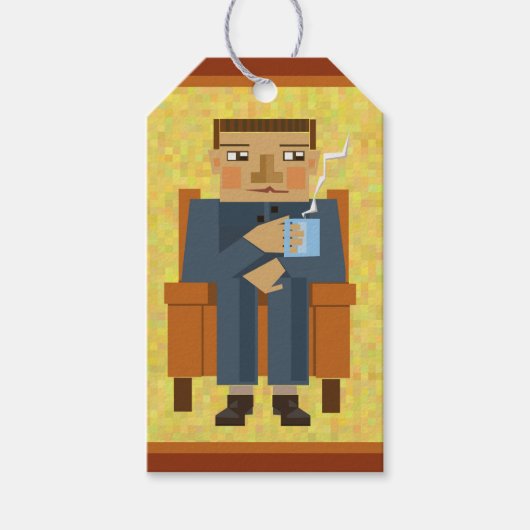 Mann mit einer Tasse Kaffee Geschenkanhänger (Vorderseite)