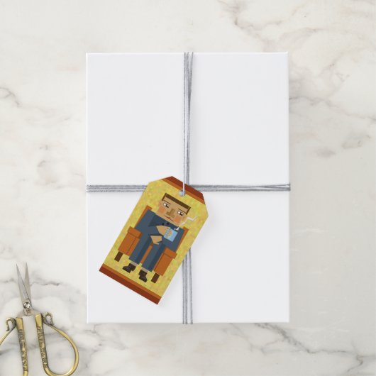 Mann mit einer Tasse Kaffee Geschenkanhänger (Mit Garn)