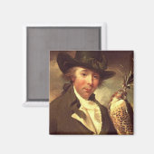 Mann mit Falcon Magnet (Vorderseite/Rückseite)