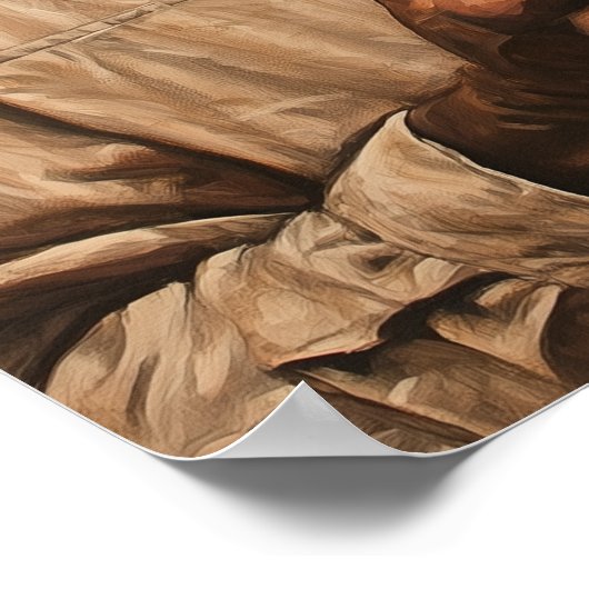 Mann mit Fisch Für einen Kopf im Tomatengarten Poster (Ecke)