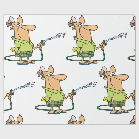 Mann mit Gartenschlauch Geschenkpapier (Flach)