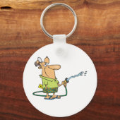 Mann mit Gartenschlauch Schlüsselanhänger (Vorderseite)