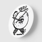 Mann mit Geldtasche Dollar Zeichen Runde Wanduhr (Winkel)