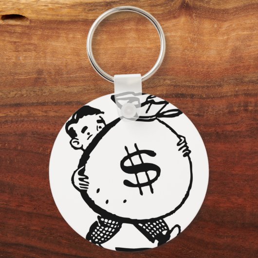 Mann mit Geldtasche Dollar Zeichen Schlüsselanhänger (Vorderseite)