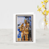 Mann mit Gitarre. Malerei in Orgosolo, Sardinien Karte (Gelbe Blume)