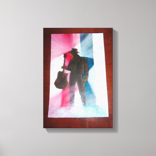 Mann mit Gitarrenrosa Leinwand (Vorderseite)