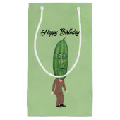 Mann mit großem Pickle Kopf überrascht Gesicht grü Kleine Geschenktüte (Vorderseite)
