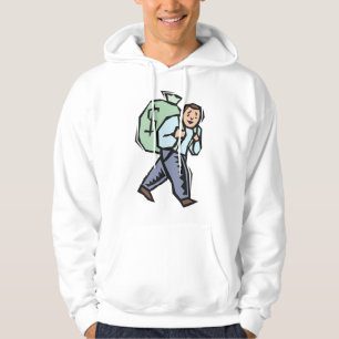 Mann mit großer Geldtasche Hoodie