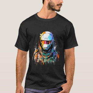Mann mit Helm-Video-Spielcharakter Futuristisch T-Shirt