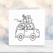 Mann mit Hundeschiffahrzeug-Cartoon Permastempel