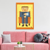 Mann mit Kaffee - moderne Poster-Kunst Leinwanddruck (Insitu (Wohnzimmer))