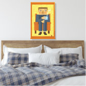 Mann mit Kaffee - moderne Poster-Kunst Leinwanddruck (Insitu (Schlafzimmer))