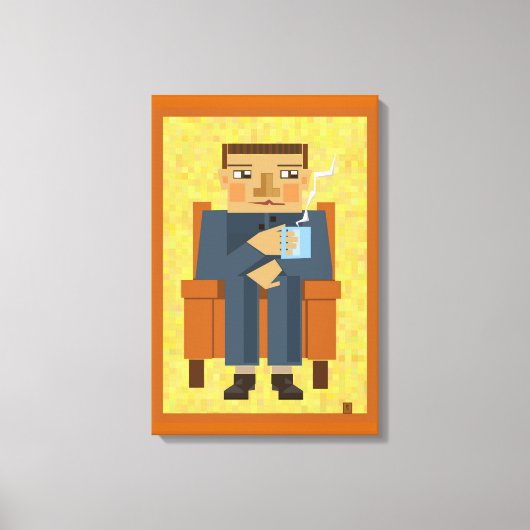 Mann mit Kaffee - moderne Poster-Kunst Leinwanddruck (Vorderseite)