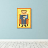 Mann mit Kaffee - moderne Poster-Kunst Leinwanddruck (Insitu (Holzboden))