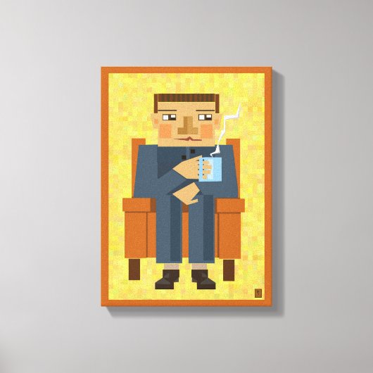 Mann mit Kaffee - moderne Poster-Kunst Leinwanddruck (Vorderseite)