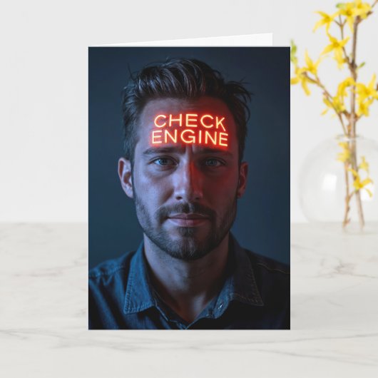 Mann mit Karo Motor Zeichen Karte (Gelbe Blume)