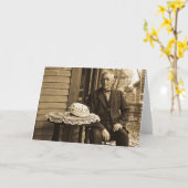 Mann mit Kuchen Karte (Gelbe Blume)