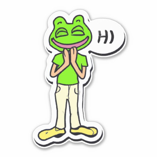 Mann mit lächelndem Frog Head AI Art Aufkleber (Vorderseite)