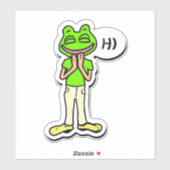 Mann mit lächelndem Frog Head AI Art Aufkleber (Blatt)