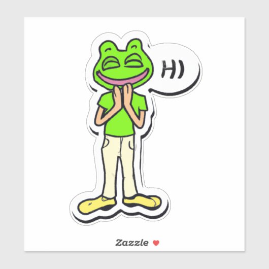 Mann mit lächelndem Frog Head AI Art Aufkleber (Blatt)