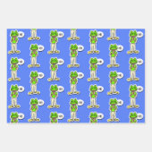 Mann mit lächelndem Froschkopf auf gelber KI Art Geschenkpapier Set (Vorderseite 2)